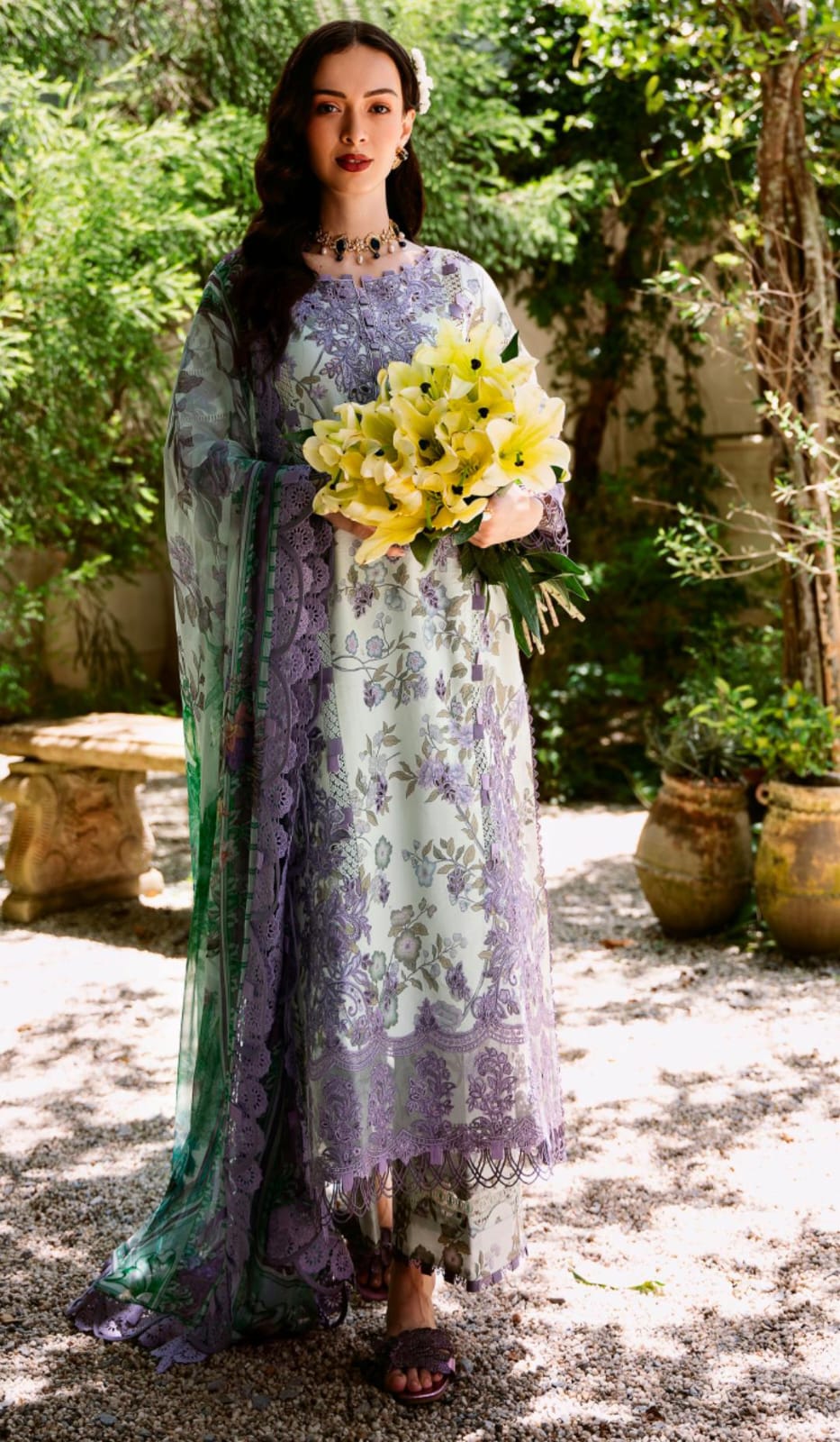 Luxury lawn collection embroidered suits for Indian summers by Nooreahmadi Fashion